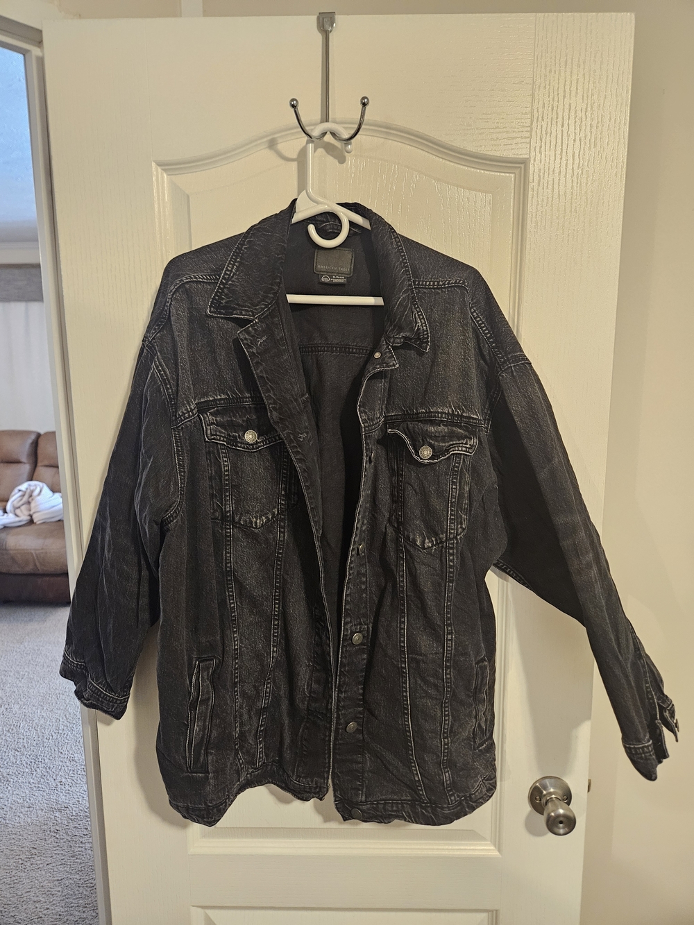 American Eagle Outfitters Black Washed Denim Jacket